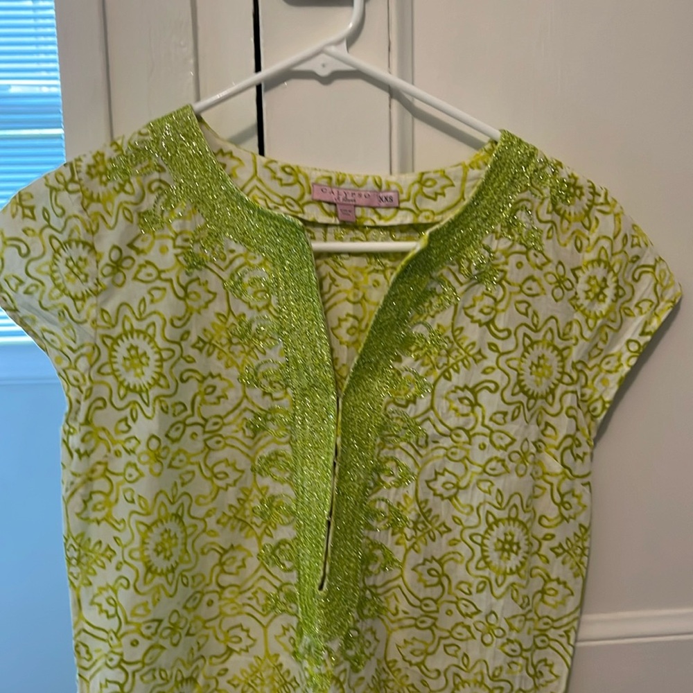 Calypso embroidered mini dress or beach cover-up